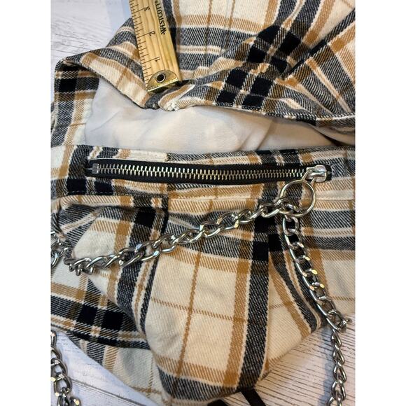 VTG Forever 21 medium Y2K cream plaid chain mini micro skirt academia preppy emo - Picture 5 of 8